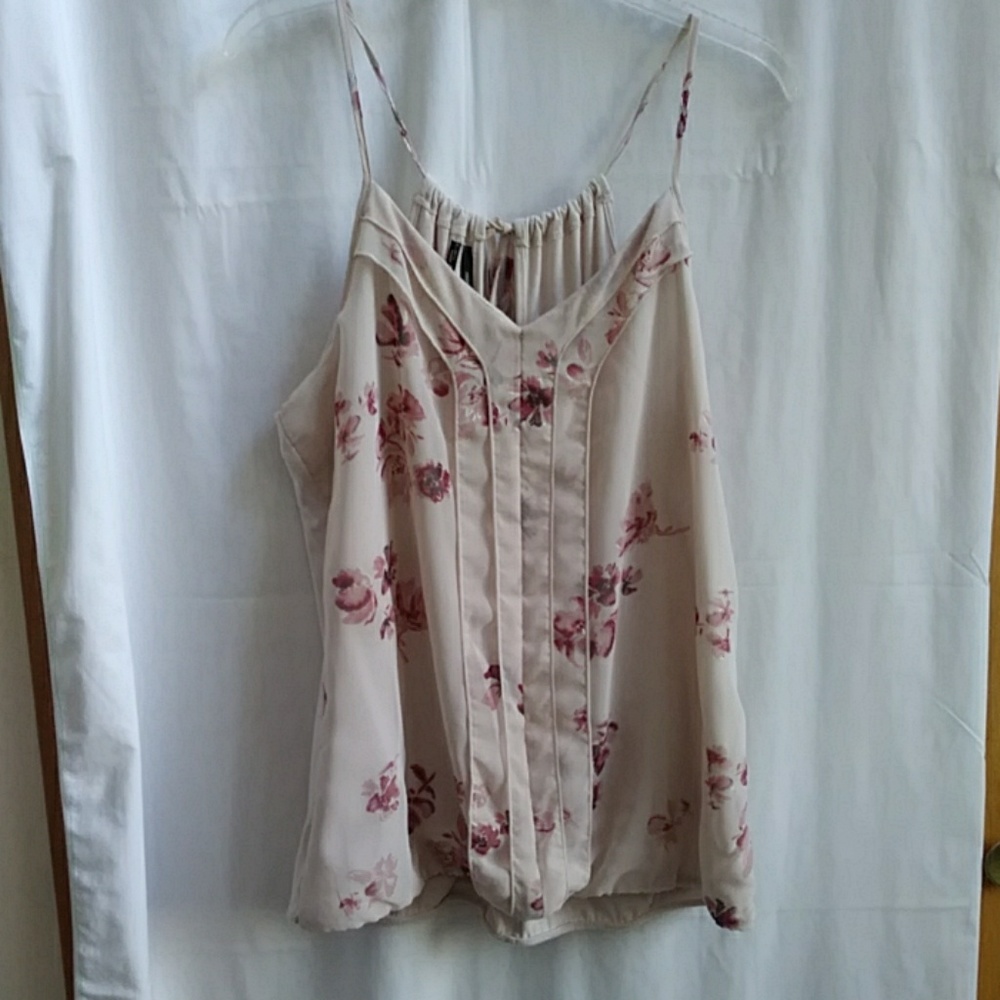 Maurices XL Trendy Summer Tank Pleated Pink V Neck Spaghetti Straps